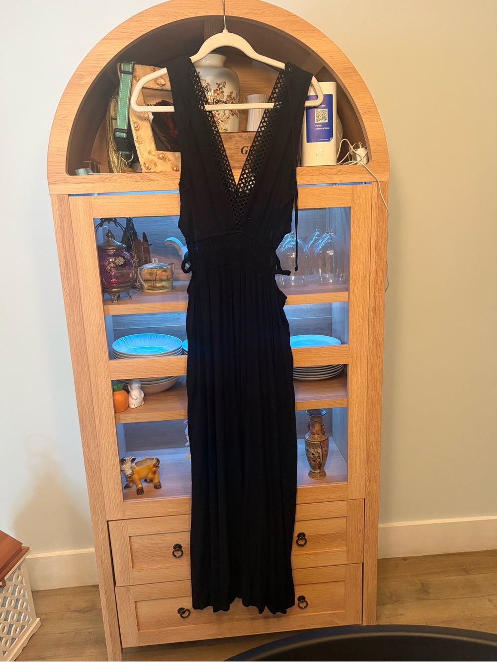 Justify Black Crochet-Trim V-Neck Maxi Dress